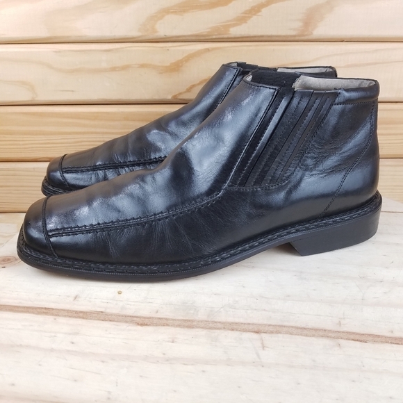 Stacy Adams Mens 12M Black Leather Ankle Boots Dress Formal Slip-on 23710 - Picture 1 of 11